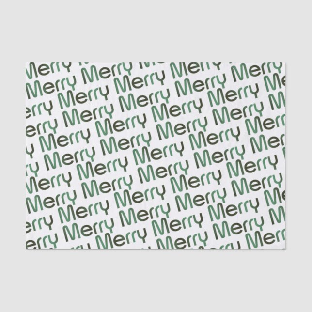 Merry Christmas Green Gradient Text Holiday Tissue Paper (Front)