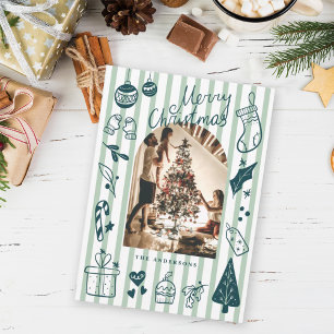 Merry Christmas Green Hand Drawn Favorite Things Holiday Card