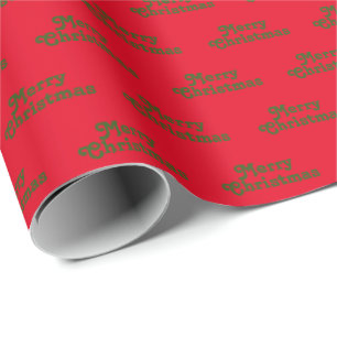 "Merry Christmas" - Green letters, red back Wrapping Paper