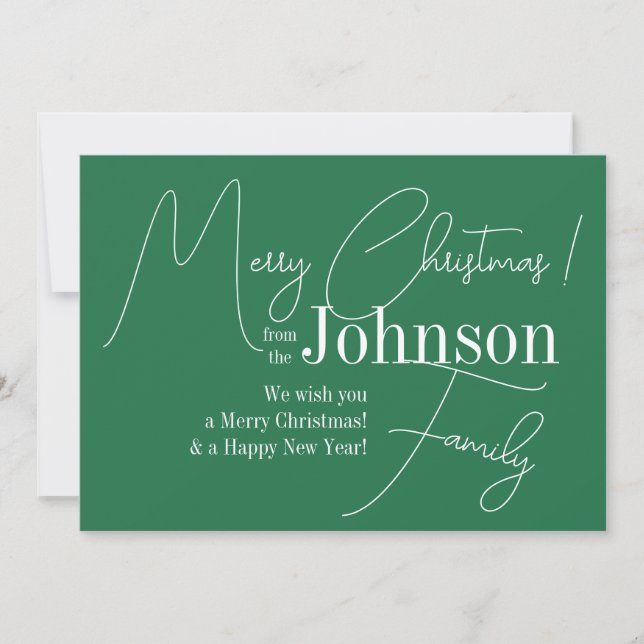 Merry Christmas Green Modern Holiday Card (Front)