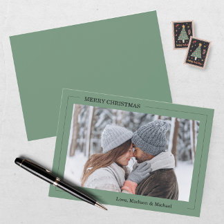 Merry Christmas Green Photo Card