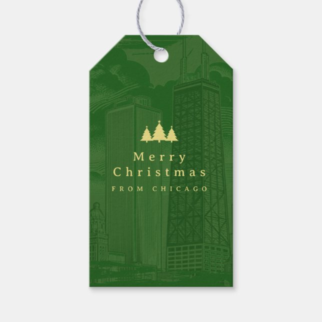 Merry Christmas Green Photo Gift Tags (Front)