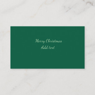 Merry Christmas green plain solo background holida Business Card