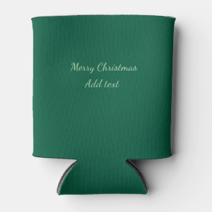 Merry Christmas green plain solo background holida Can Cooler