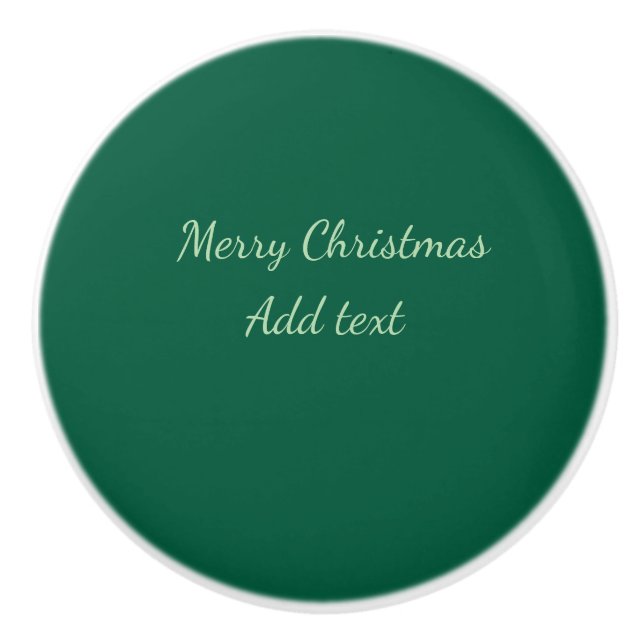 Merry Christmas green plain solo background holida Ceramic Knob (Front)