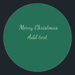Merry Christmas green plain solo background holida Classic Round Sticker<br><div class="desc">Design</div>