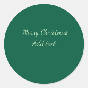 Merry Christmas green plain solo background holida Classic Round Sticker