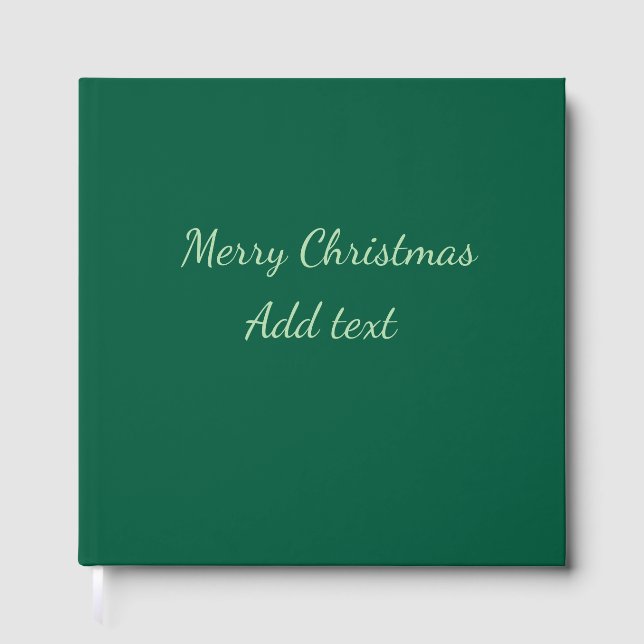 Merry Christmas green plain solo background holida Guest Book (Front)