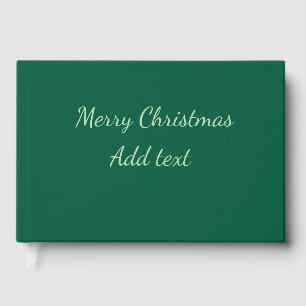 Merry Christmas green plain solo background holida Guest Book