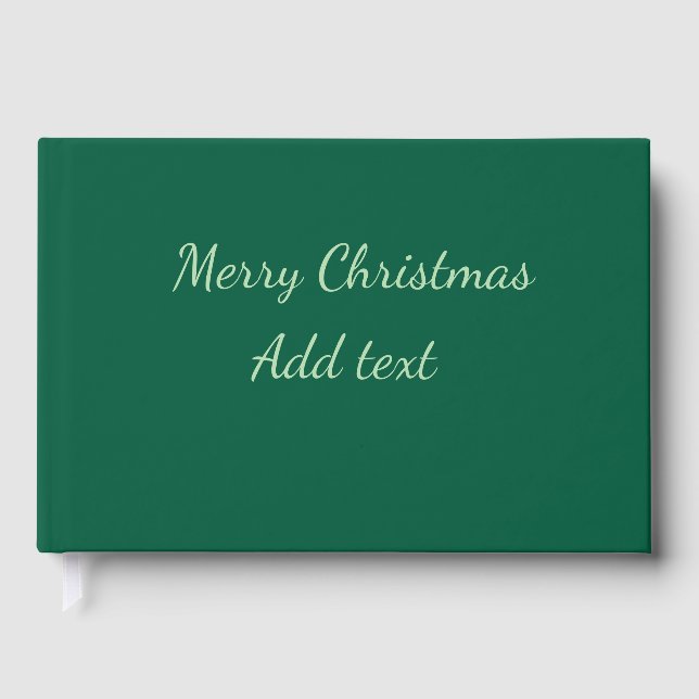 Merry Christmas green plain solo background holida Guest Book (Front)