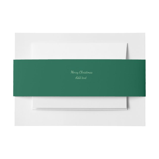 Merry Christmas green plain solo background holida Invitation Belly Band (Front Example)