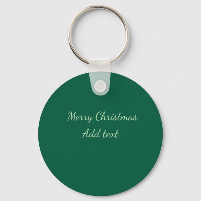 Merry Christmas green plain solo background holida Key Ring (Front)