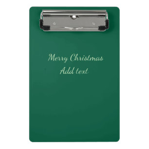 Merry Christmas green plain solo background holida Mini Clipboard