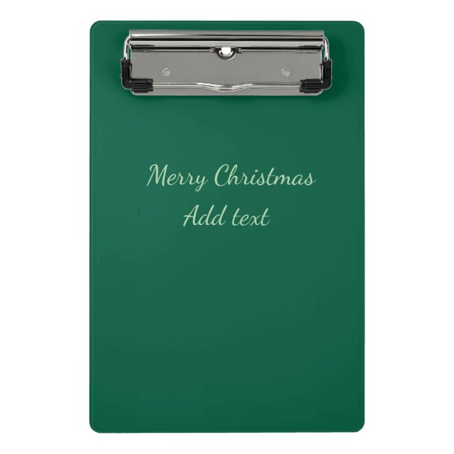 Merry Christmas green plain solo background holida Mini Clipboard (Front)