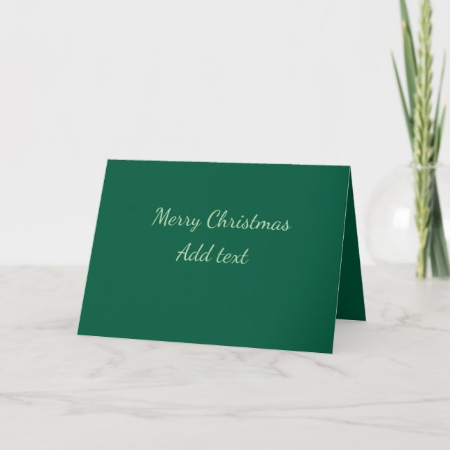 Merry Christmas green plain solo background holida Note Card (Front)