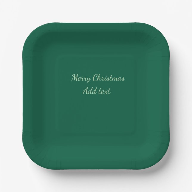 Merry Christmas green plain solo background holida Paper Plate (Front)