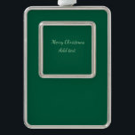 Merry Christmas green plain solo background holida Silver Plated Framed Ornament<br><div class="desc">Design</div>