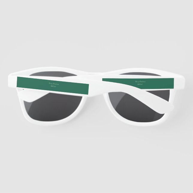 Merry Christmas green plain solo background holida Sunglasses (Back)