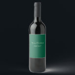 Merry Christmas green plain solo background holida Wine Label<br><div class="desc">Design</div>