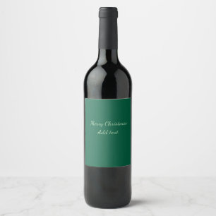 Merry Christmas green plain solo background holida Wine Label