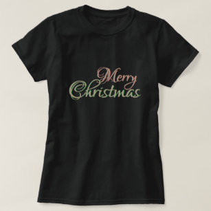 Merry Christmas Green Red Gold Text T-Shirt