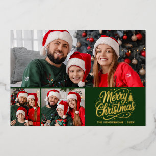 Merry Christmas Green Script 3 Family Photo
