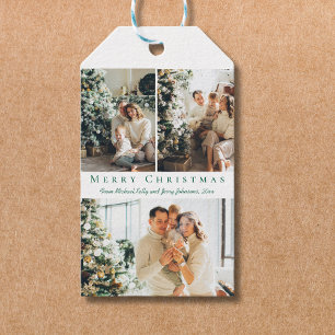 merry christmas green script 3 photos collage  gift tags