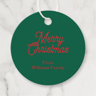 Merry Christmas Green Script Holiday Favour Tags