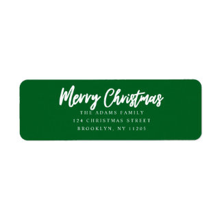 Merry Christmas green script return adress