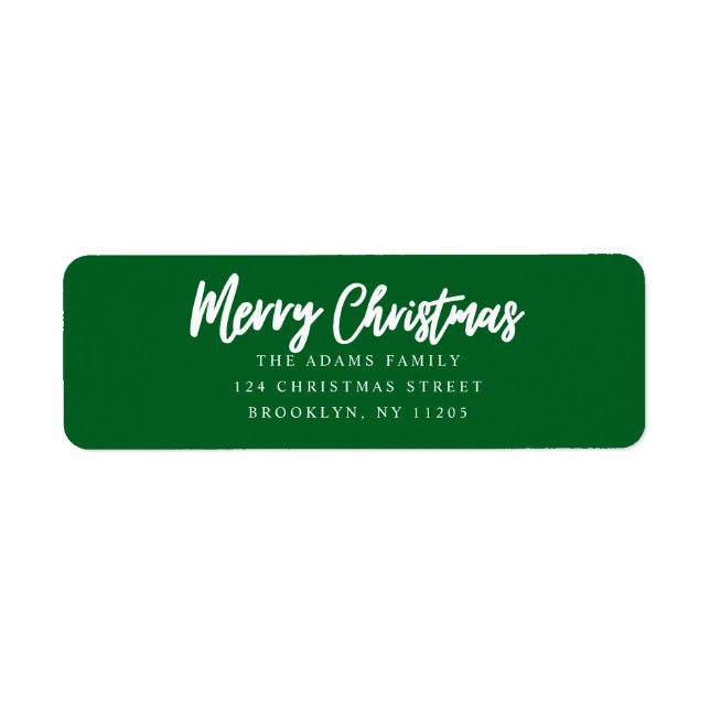 Merry Christmas green script return adress (Front)