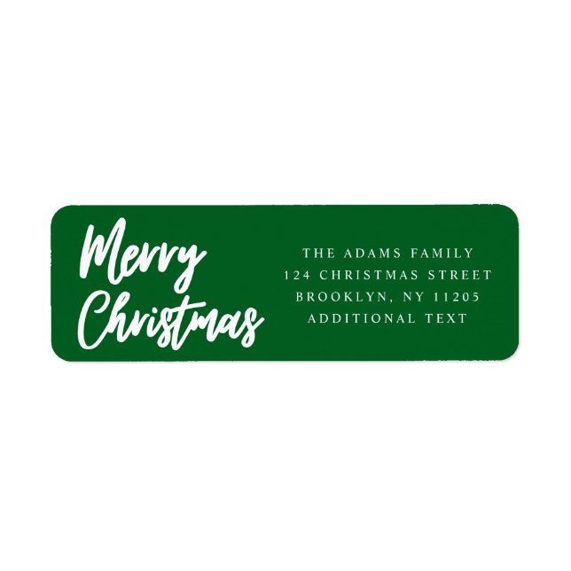 Merry Christmas green script return adress (Front)