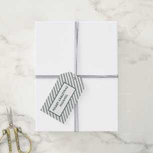 Merry Christmas Green Stripe Gift Tag