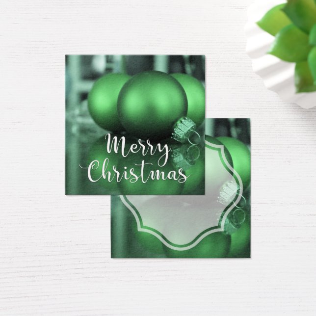 Merry Christmas Green Toned Ornaments Gift Tag (Desk)
