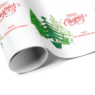 Merry Christmas, Green Trees Wrapping Paper