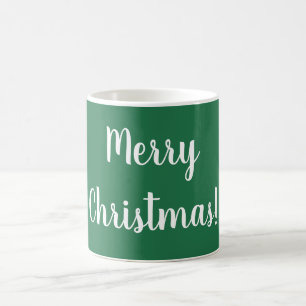 Merry Christmas Green & White Typography Festive Coffee Mug