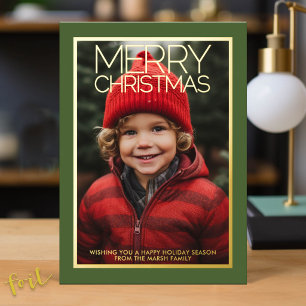 Merry Christmas green with Photo and gold
