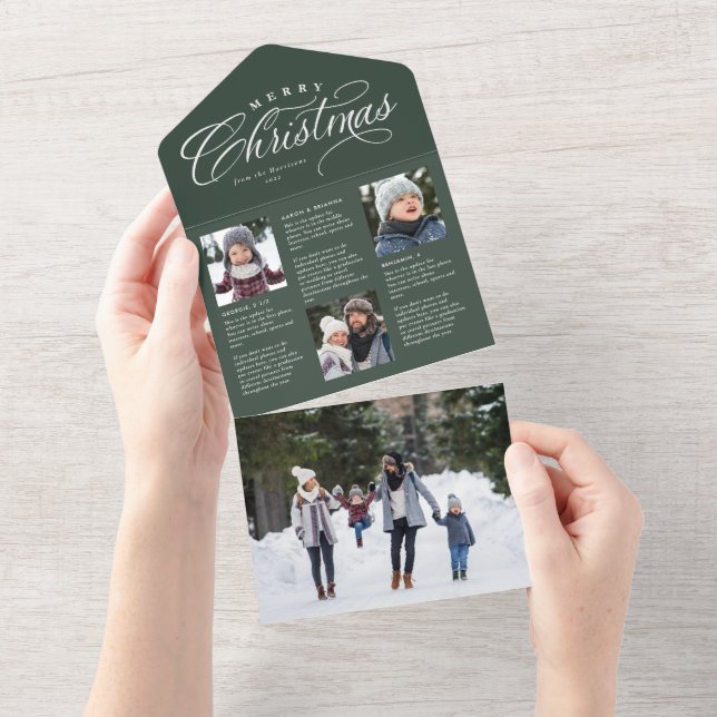 Merry Christmas green year in review holiday All In One Invitation (Tearaway)