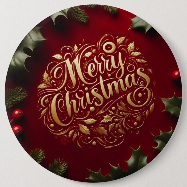 Merry Christmas greenery  6 Cm Round Badge (Front)