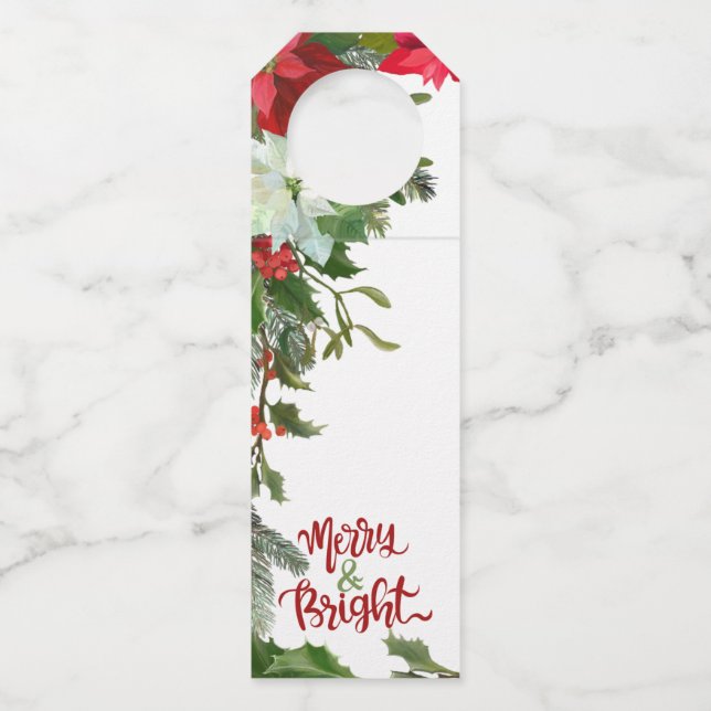 Merry Christmas greenery  Bottle Tag (Front)