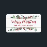 Merry Christmas Greenery CranBerries Gold Label<br><div class="desc">Chic, modern and simple botanical greenery Christmas gift label features your custom text in festive red elegant hand written script calligraphy on a white background with a stylish touch of watercolor eucalyptus greenery foliage, hand painted red berries and gold lines. Simply add your personal text and names. Exclusively designed for...</div>