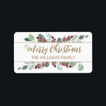Merry Christmas Greenery CranBerries  Gold Label<br><div class="desc">Chic, modern and simple botanical greenery Christmas gift label features your custom text in gold elegant hand written script calligraphy on a white background with a stylish touch of watercolor eucalyptus greenery foliage, hand painted red berries and gold lines. Simply add your personal text and names. Exclusively designed for you...</div>