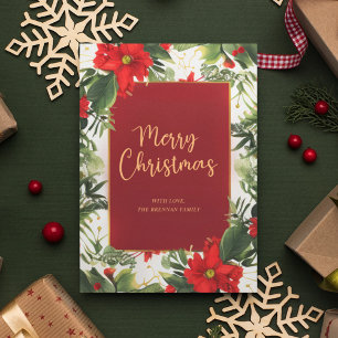 Merry Christmas Greenery Flat Holiday Card