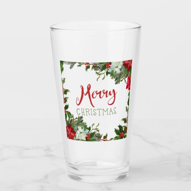 Merry Christmas greenery  Glass (Front)