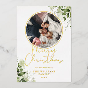 Merry Christmas Greenery Gold Ring Photo
