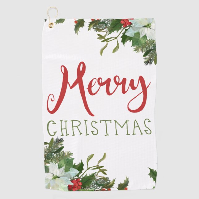 Merry Christmas greenery  Golf Towel (Front)