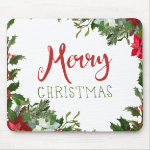 Merry Christmas greenery  Mouse Pad