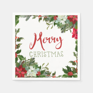 Merry Christmas greenery Napkin