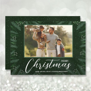 Merry Christmas Greenery Photo Holiday Card
