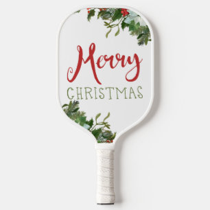 Merry Christmas greenery Pickleball Paddle