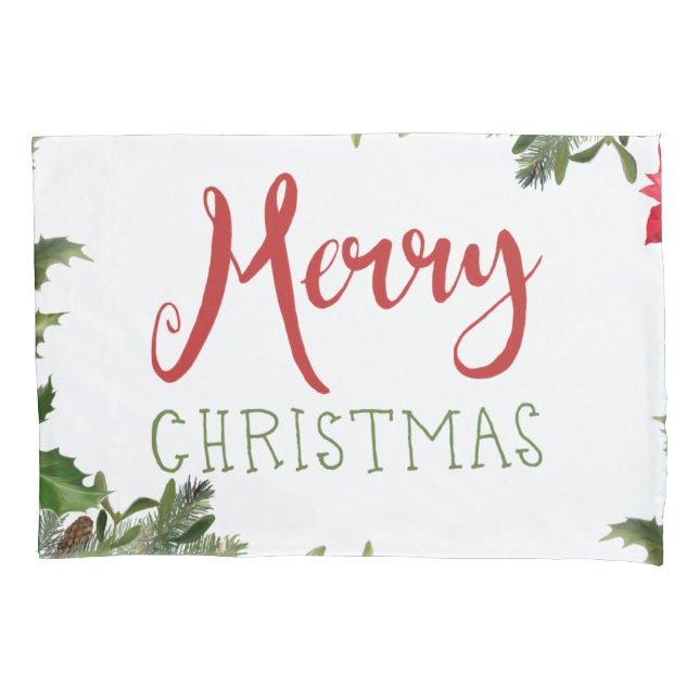 Merry Christmas greenery  Pillowcase (Front)